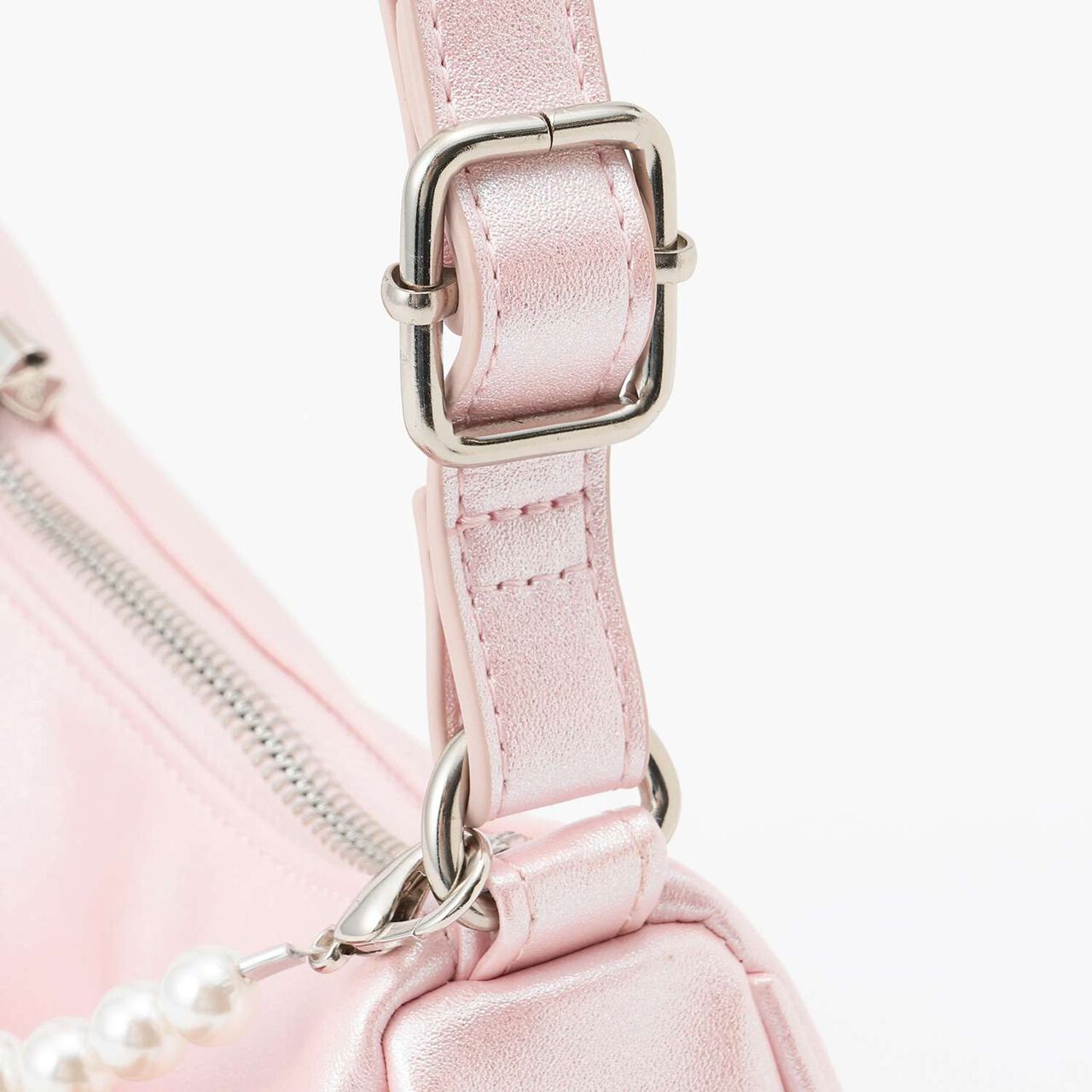 Chain-Decorated Ribbon Shoulder Bag,Light pink, large image number 2