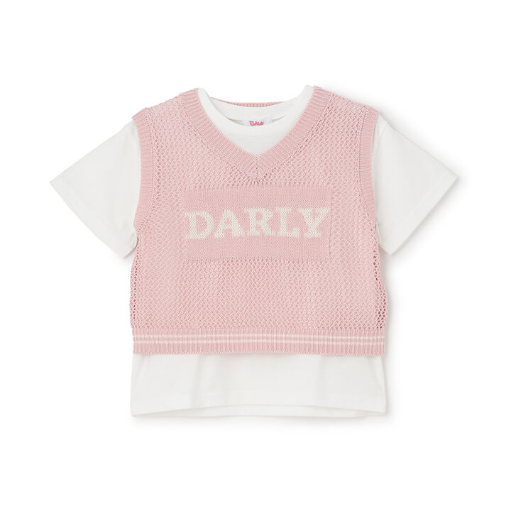 Washable Mesh Knit Vest + Short Sleeve T-Shirt,Sax blue, medium image number 14