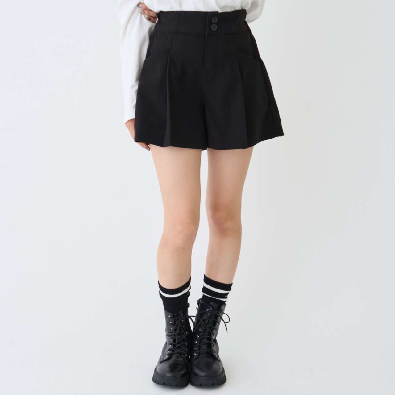 Brushed Fabric Flare Culottes for Beautiful Legs,Black, large image number 0