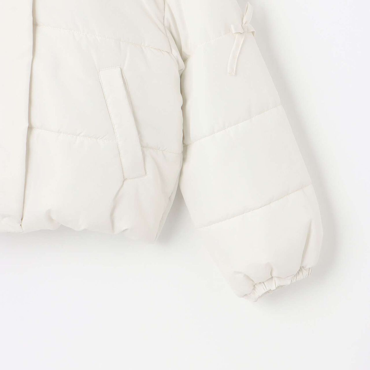 [Milky Coast] Sleeve Ribbon Padded Blouson,Black, large image number 6