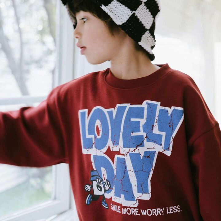 Cracked Finish Sweatshirt Pullover,Top gray, medium image number 1