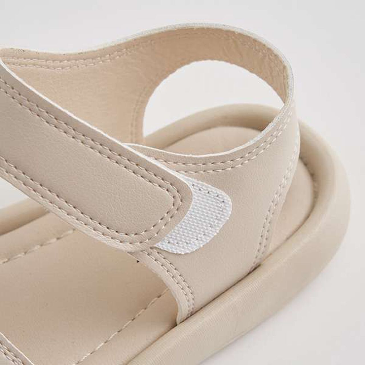 Faux Leather Flat Sandals,Ivory, large image number 4