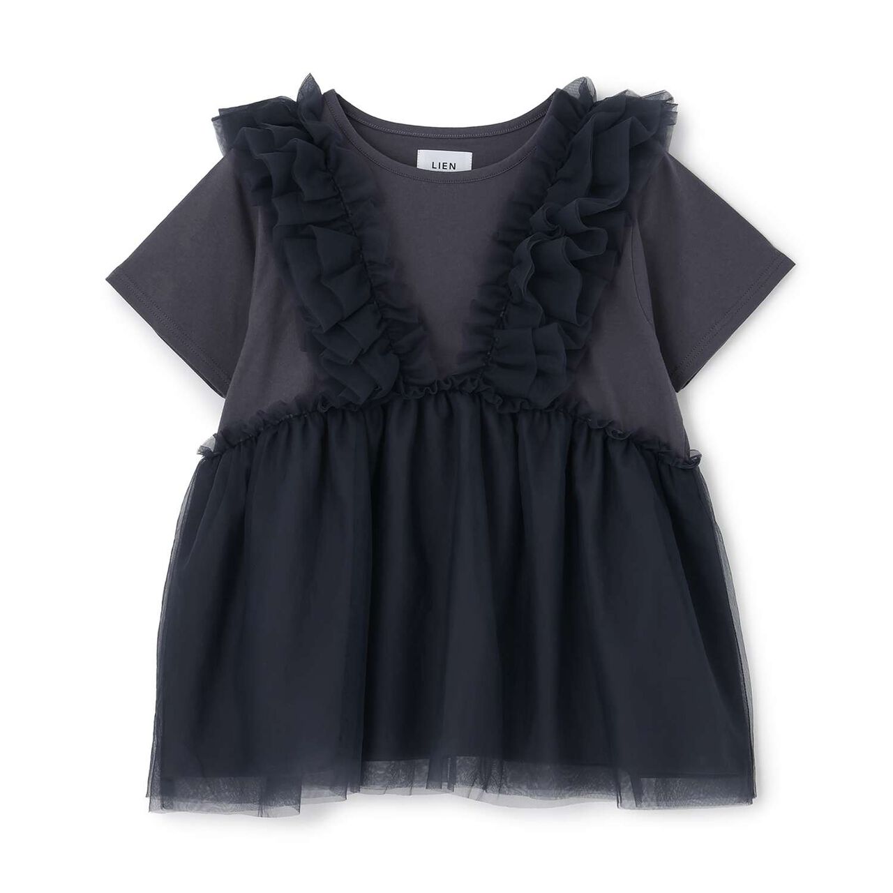 Parent-Child Matching Tulle Frill Tunic,Navy, large image number 0