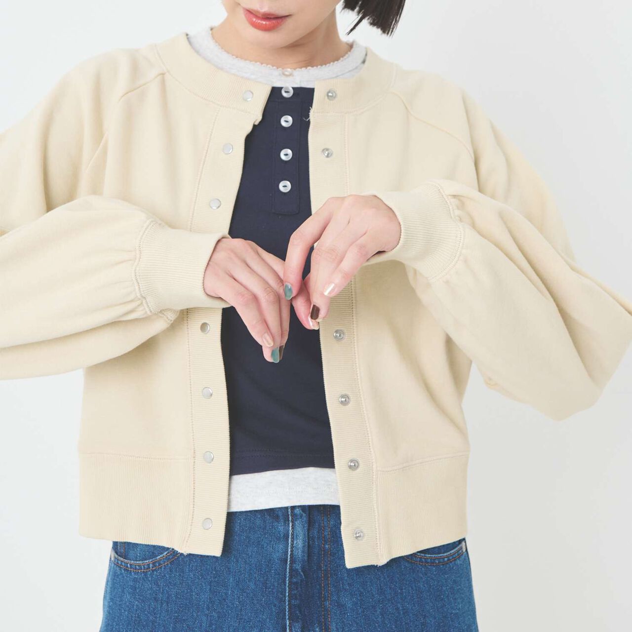 [Parent-Child Matching] Lace Collar 2WAY Cut Cardigan,Beige, large image number 7