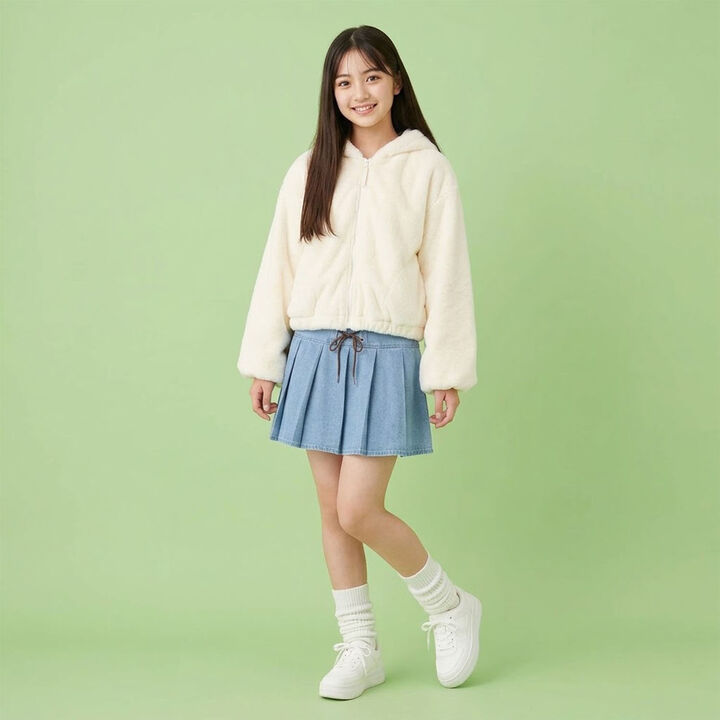 [milky coast] Cat Ear Fur Hoodie,Ivory, medium image number 5