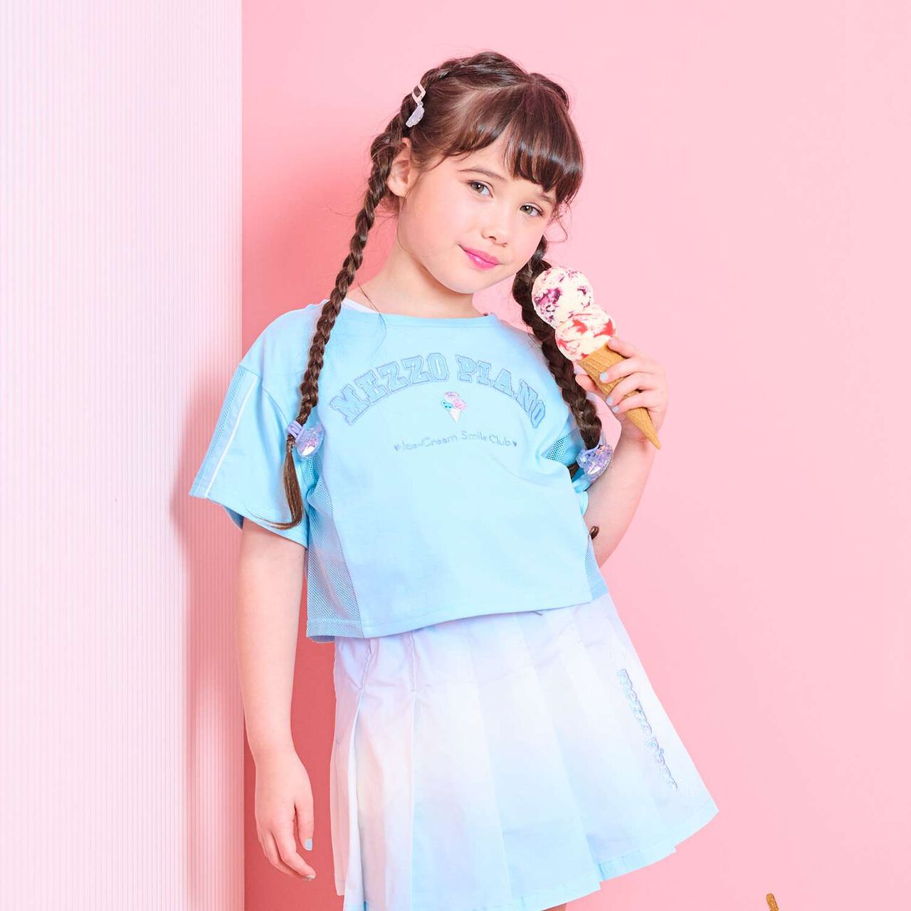 Mesh Panel T-Shirt & Tank Top Set,Turquoise, large image number 0