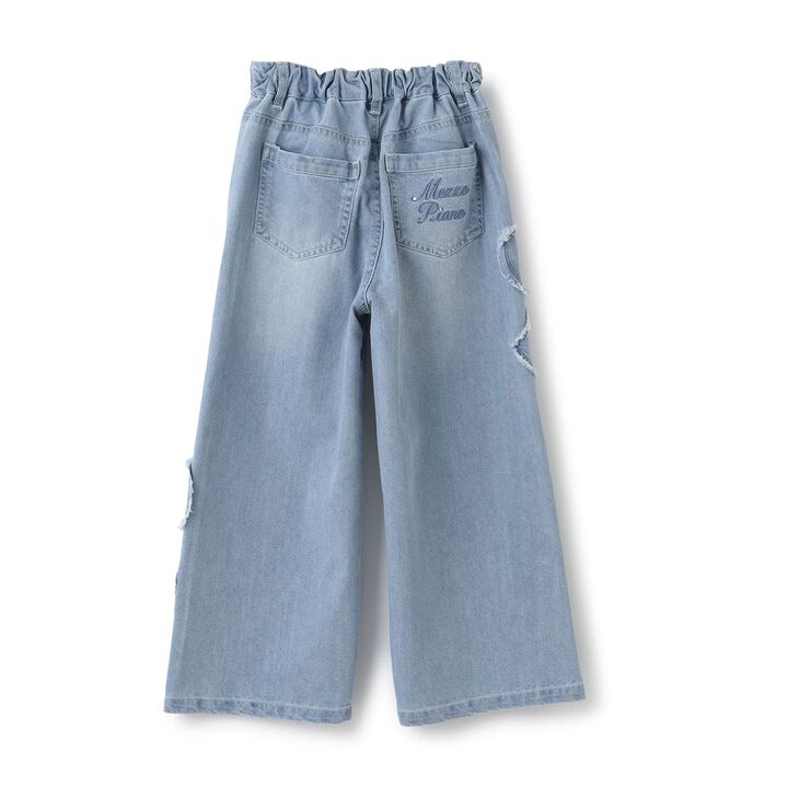 Ribbon Appliqu&eacute; Denim Pants,Gray, medium image number 1