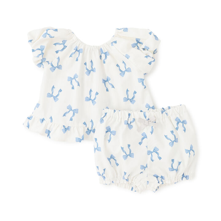 Link Ribbon All-Over Pattern Outfit Set,Blue, medium image number 5