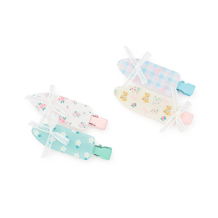 Assorted Hair Clips with Ribbons 2-Piece Set,Emerald green, medium image number 7