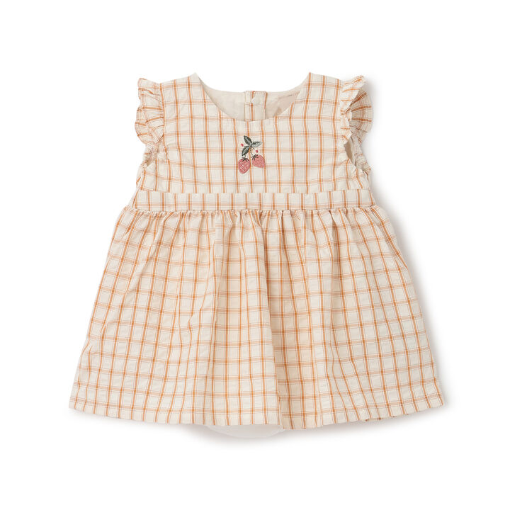 [Web Exclusive] Checkered Romper Dress / E,Yellow orange, medium image number 0