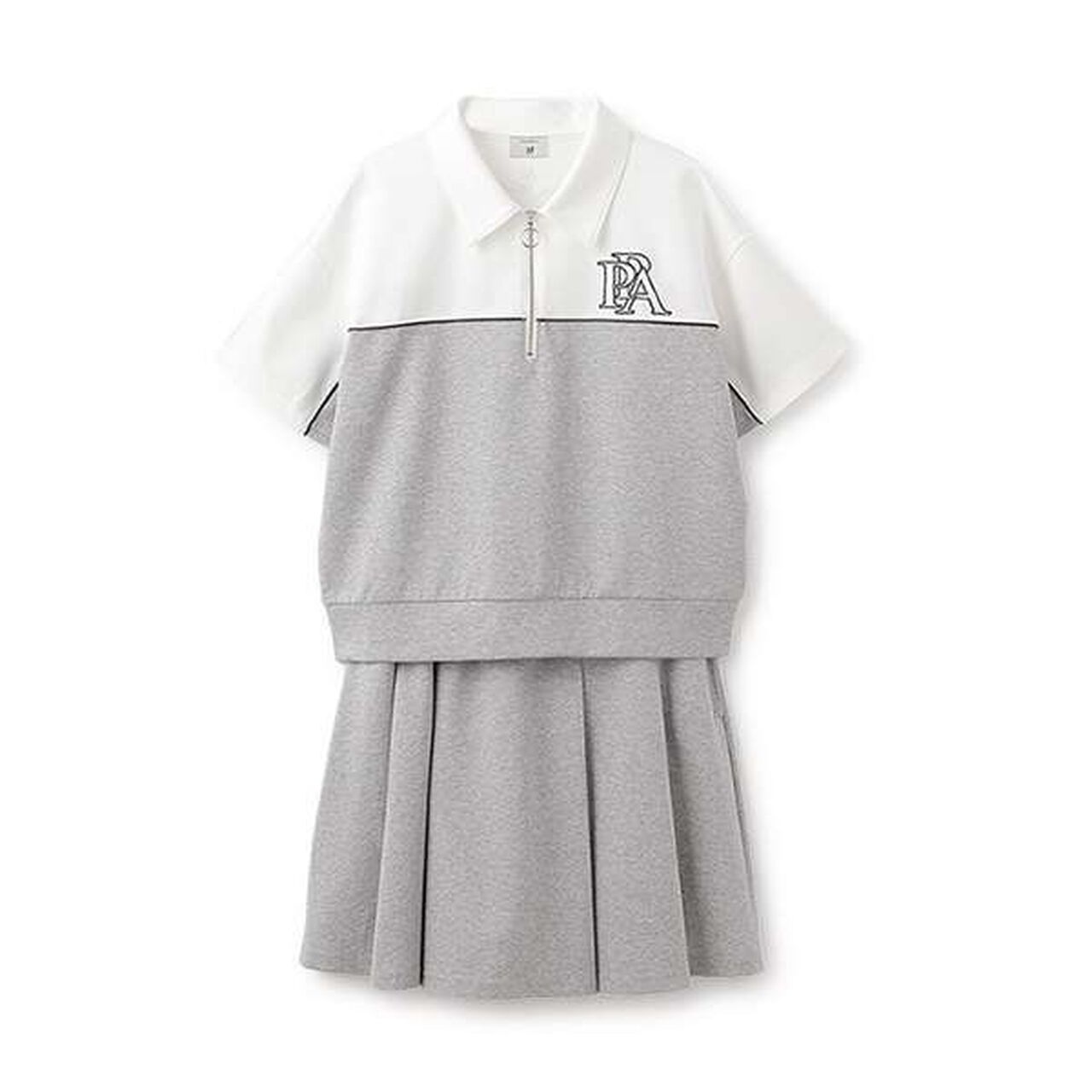 [AMI] Color Block Half-Zip Outfit Set,Top gray, large image number 20