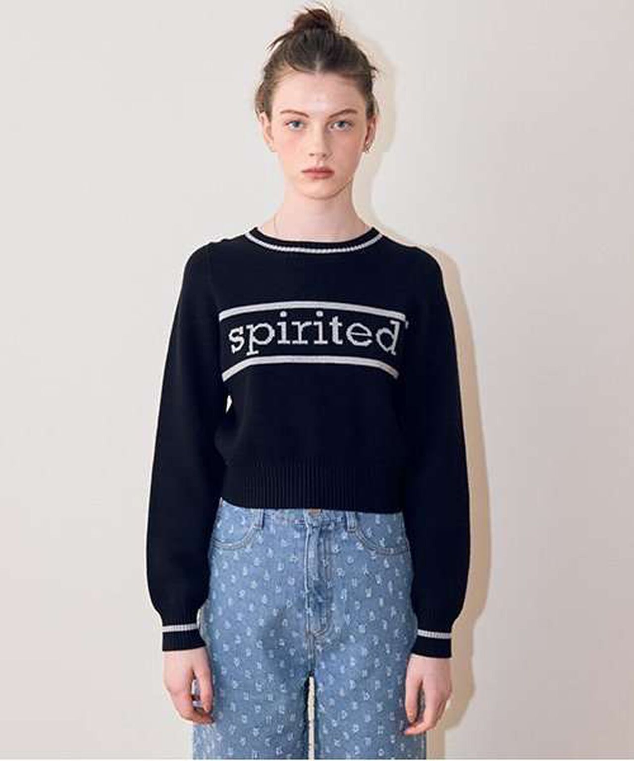Line Logo Jacquard Knitwear,Black, large image number 0