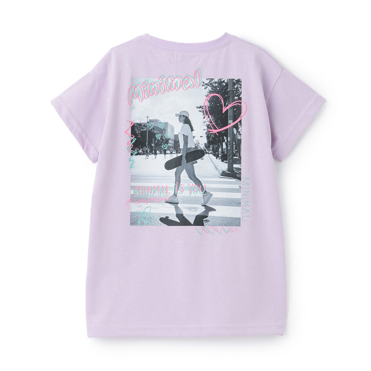 [Cool Touch] Back Photo Short-Sleeve T-Shirt One-Piece Dress,Charcoal gray, large image number 1
