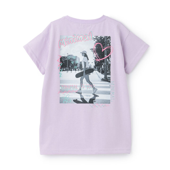 [Cool Touch] Back Photo Short-Sleeve T-Shirt One-Piece Dress,Charcoal gray, medium image number 1