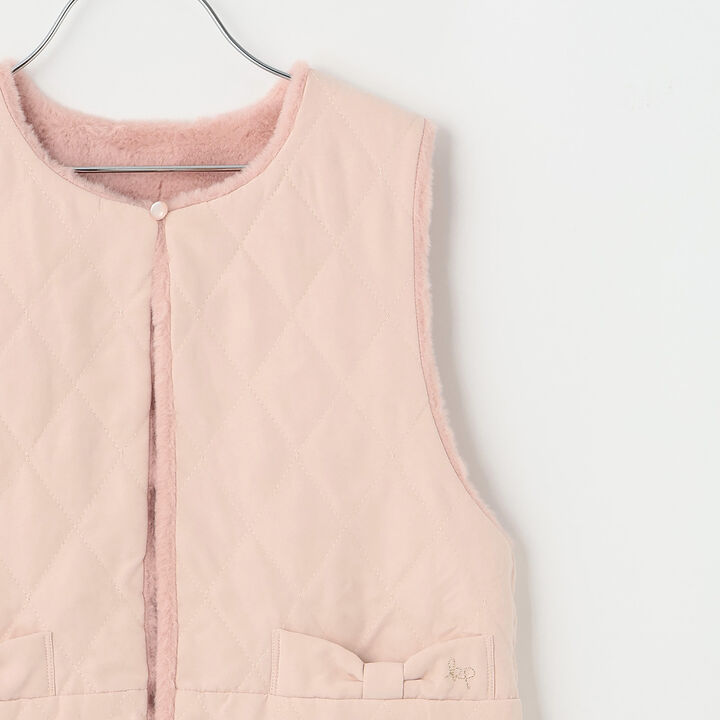 [Reversible] Faux Fur & Quilted Vest,Off white, medium image number 10