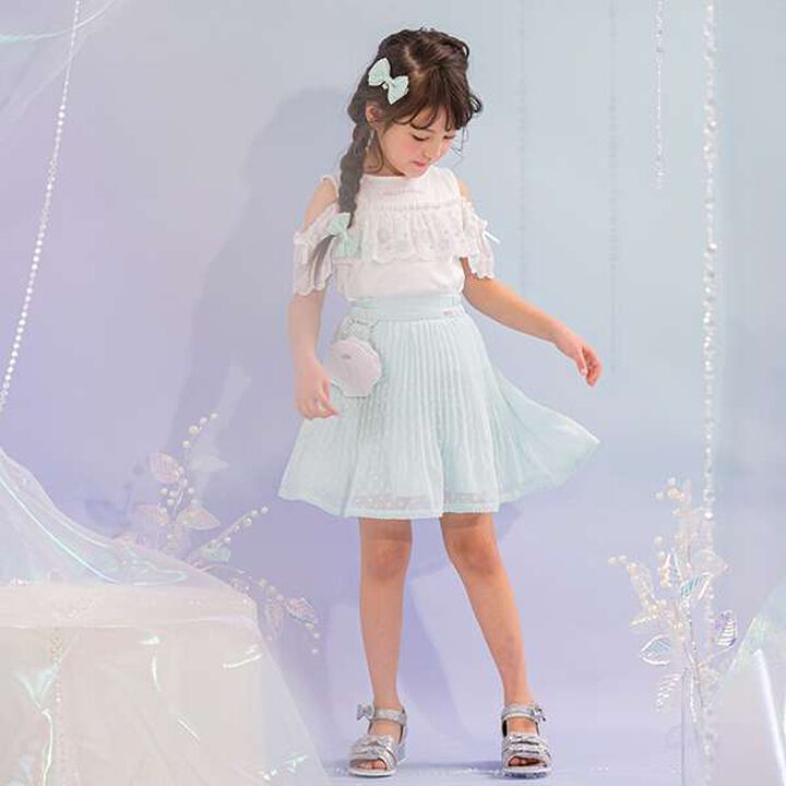 Accordion Pleated Skirt with Shell Pouch,Mint, medium image number 0