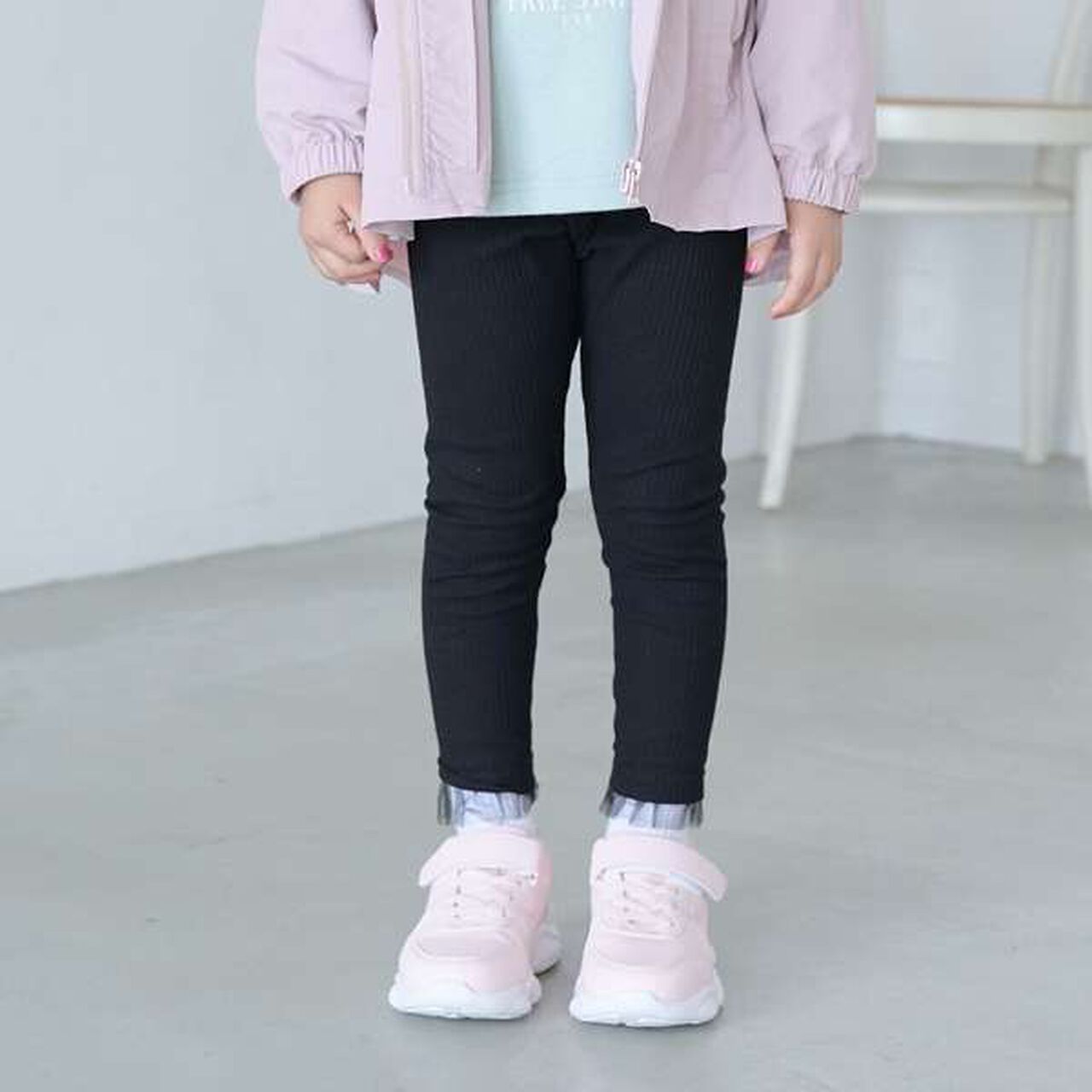 Tulle Frill Hem 3/4 Leggings,Pink, large image number 13