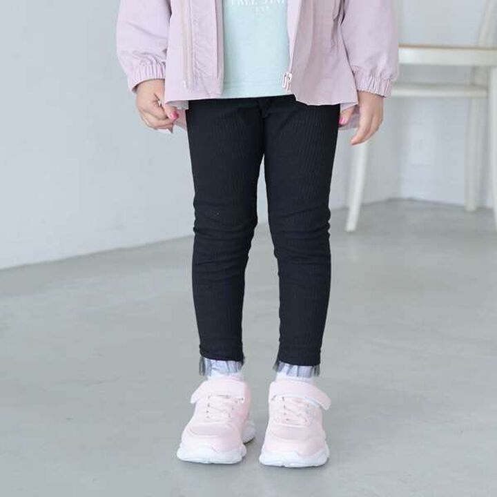 Tulle Frill Hem 3/4 Leggings,Pink, medium image number 13