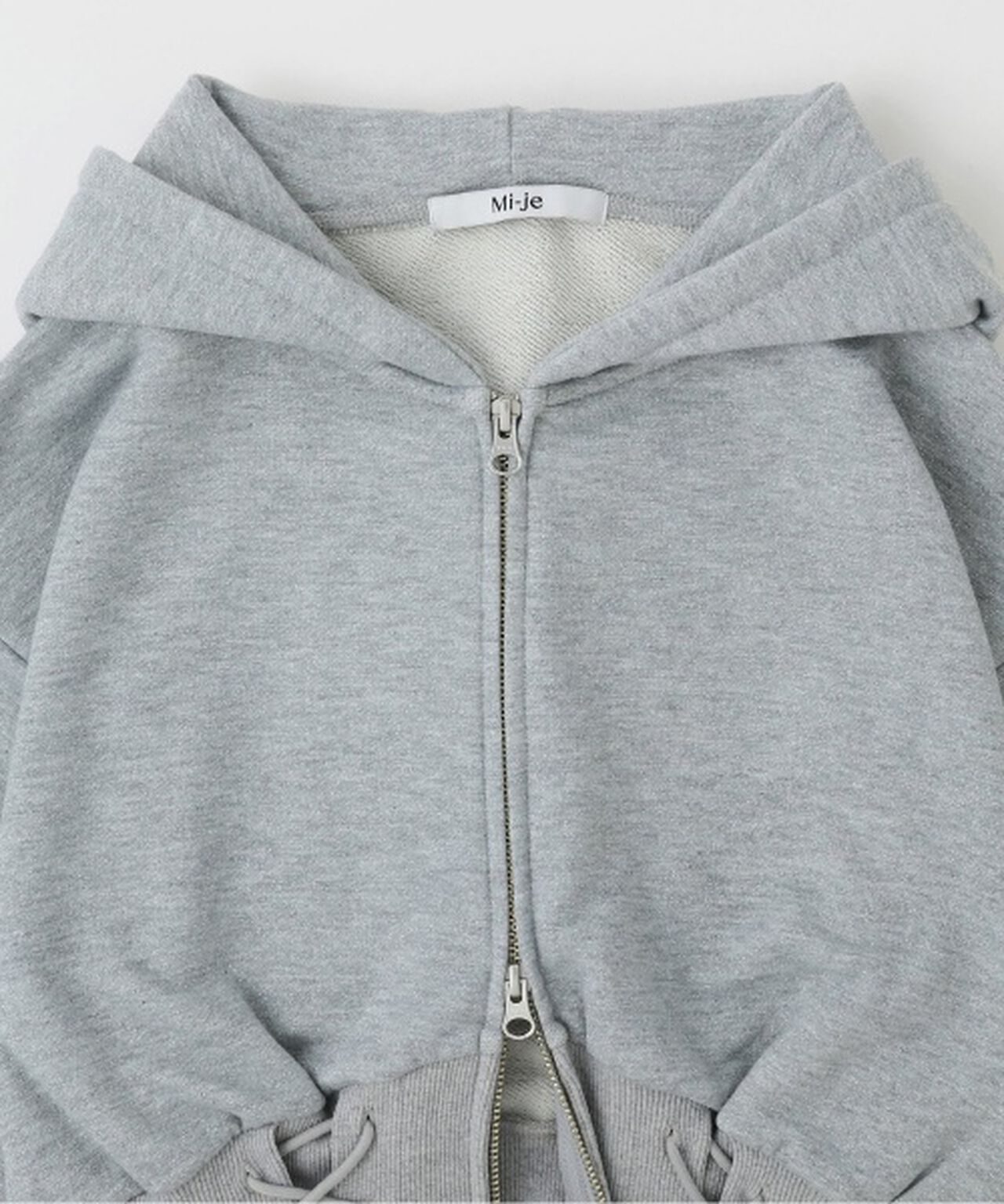 Lace-Up Sweatshirt Hoodie,Off white, large image number 12