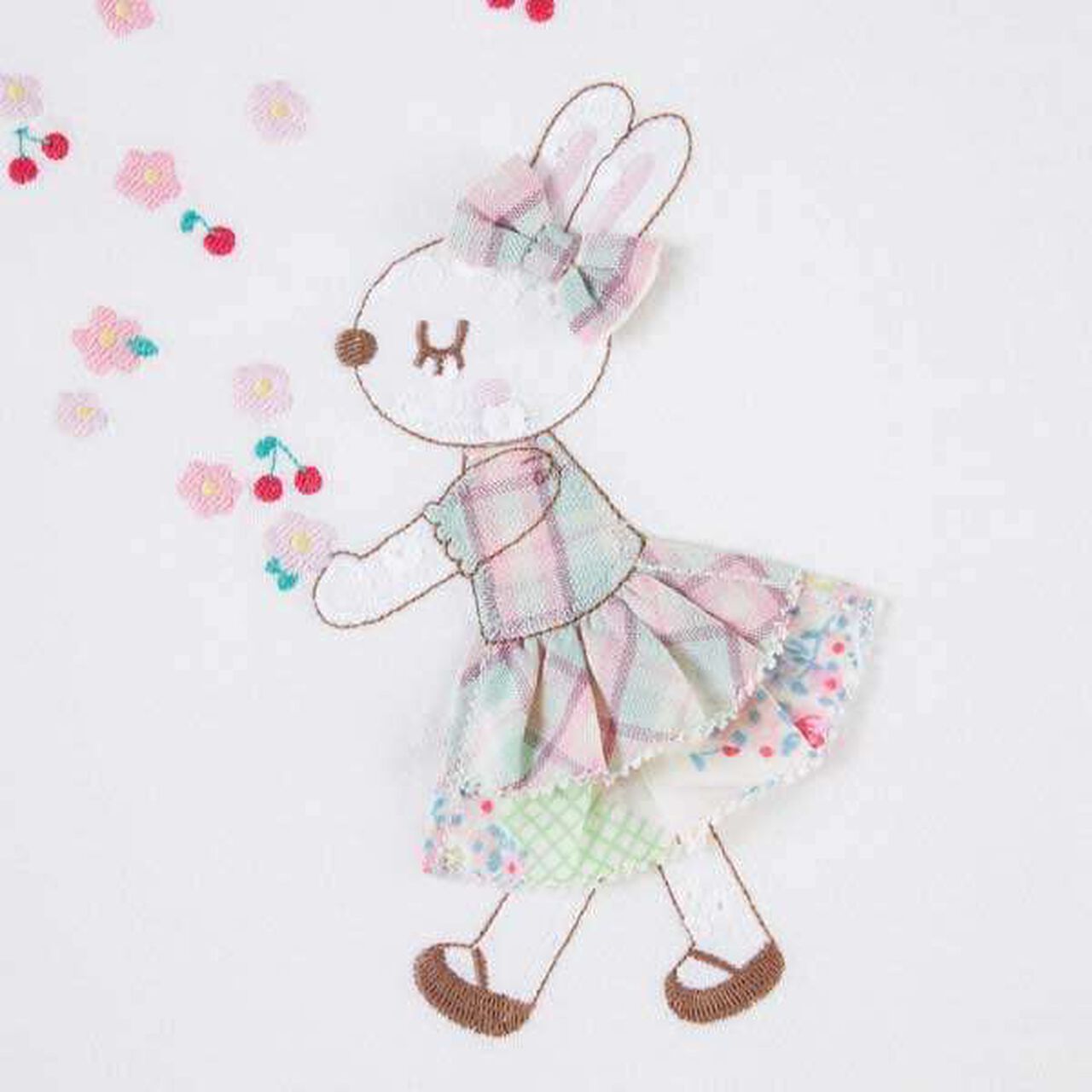 Checkered Bunny Appliqu&eacute; Short-Sleeve T-Shirt (100-130),Off white, large image number 13