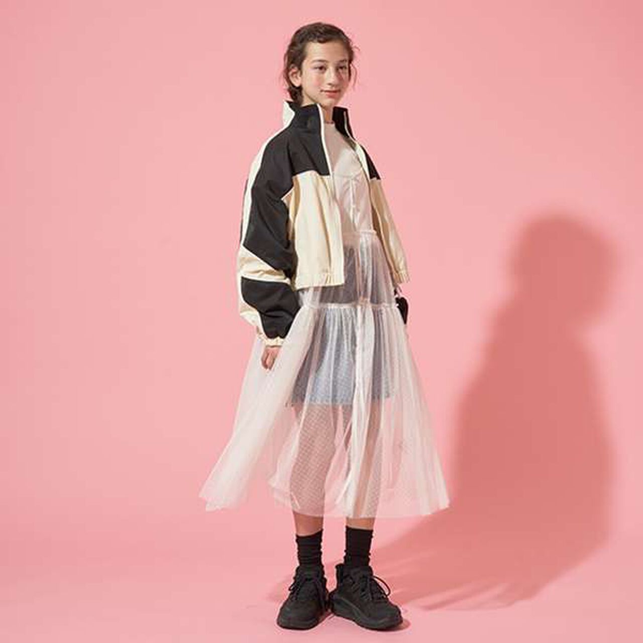 [AMI] Dot Tulle One-Piece Dress Inner Wear Set,Black, large image number 11