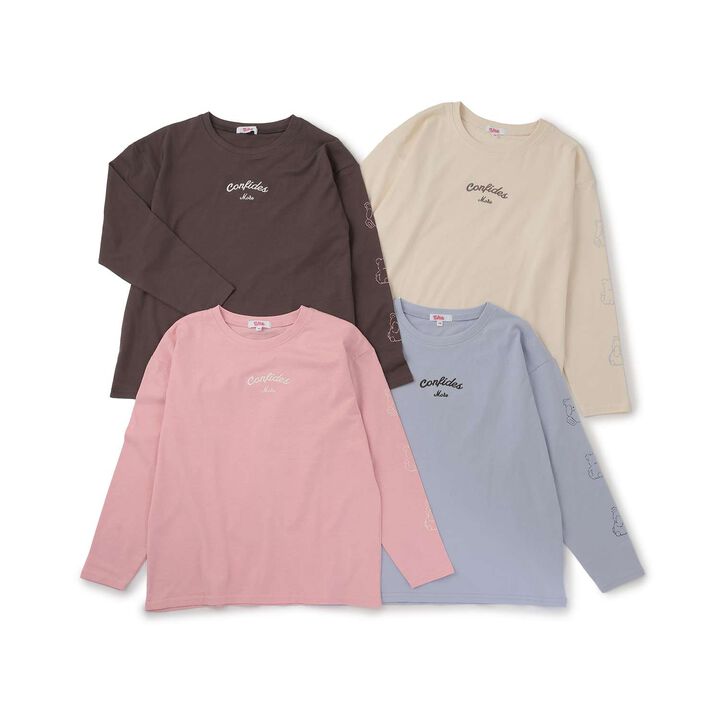 [100% Cotton] Bear Sleeve Long Sleeve T-Shirt,Charcoal gray, medium image number 16