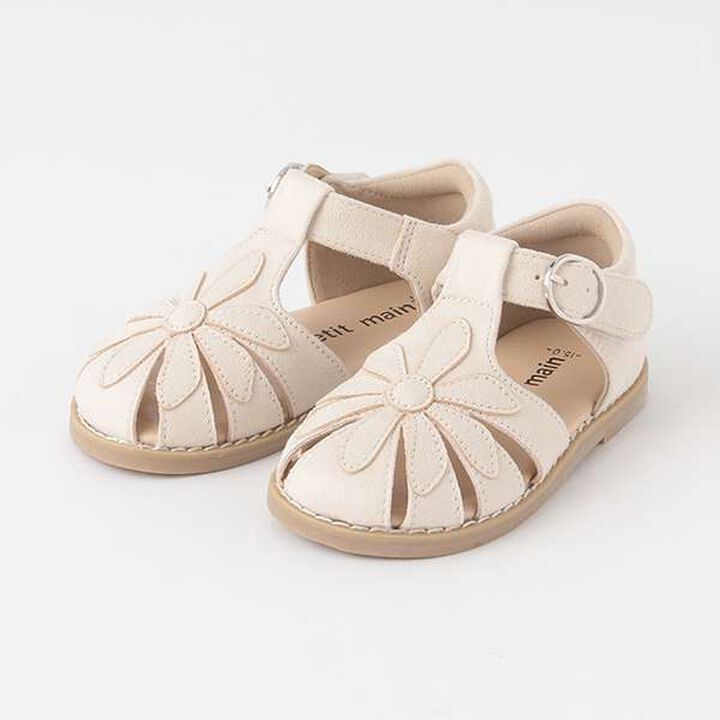 Suede Flower Sandals,Ivory, medium image number 0