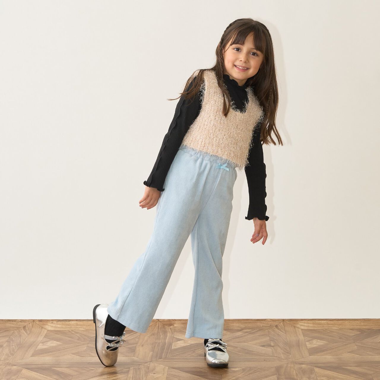 [Either Way Fine] Lame Feather Knit Vest,Light beige, large image number 23