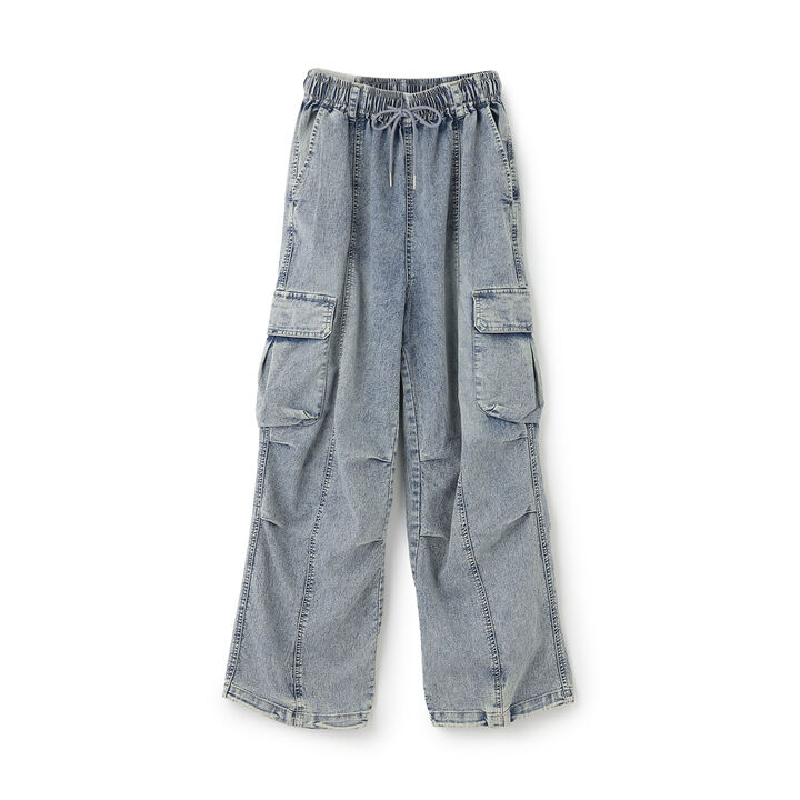 [LTXC/ME DENIM] Stretch Quick-Dry Denim Cargo Pants with Belt Loops,Blue, medium image number 12