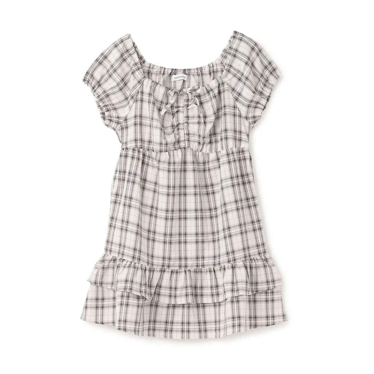 Gathered Checkered Tunic Dress,Orange, large image number 6
