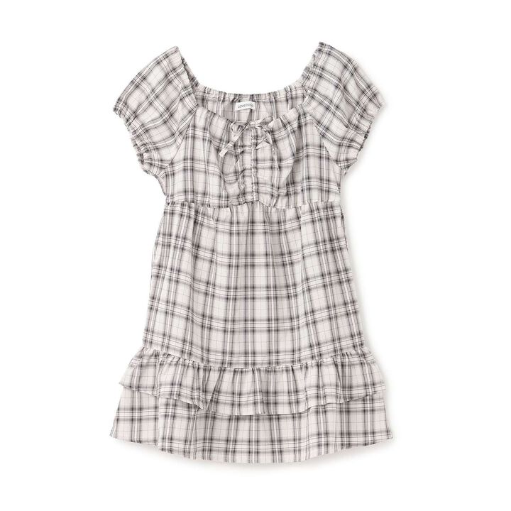 Gathered Checkered Tunic Dress,Orange, medium image number 6