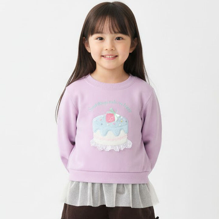 Cake Motif Tulle Hem Sweatshirt,, medium