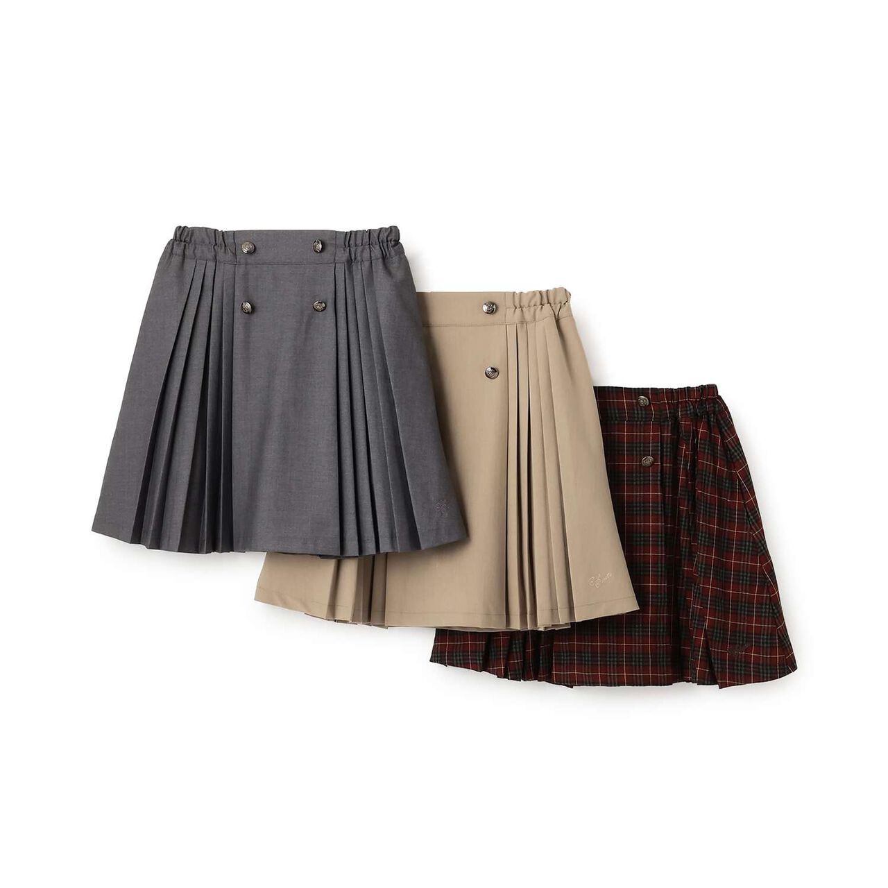 Button Pleated Skirt-Pants,Gray, large image number 8