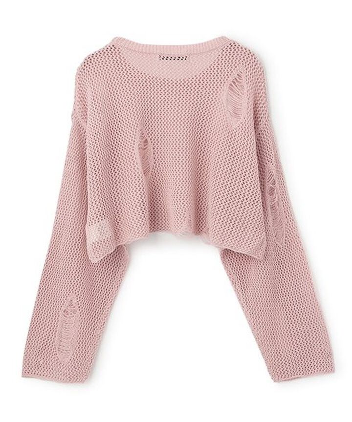 Damaged Mesh Knitwear,Ivory, medium image number 10