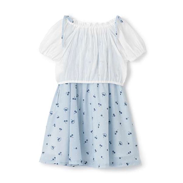 Blouse & Cherry Pattern Camisole One-Piece Dress Set,Black, medium image number 1