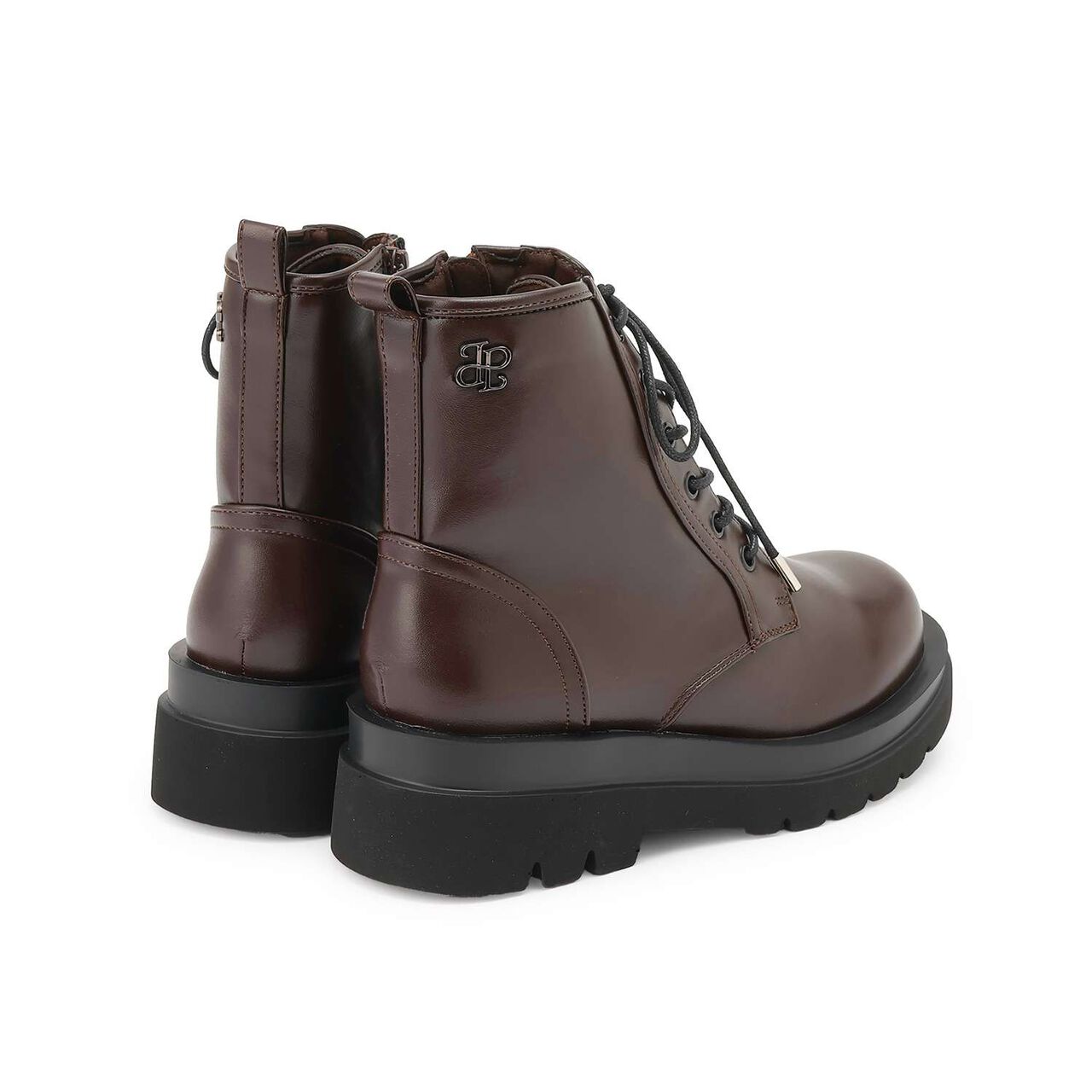 Lightweight Sole Thick-Soled Lace-Up Boots,Black, large image number 1