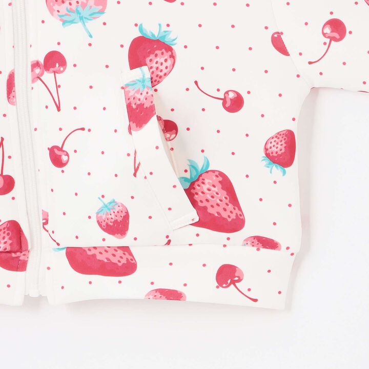 Strawberry Cherry Pattern Lace Sleeve Jersey,Black, medium image number 5