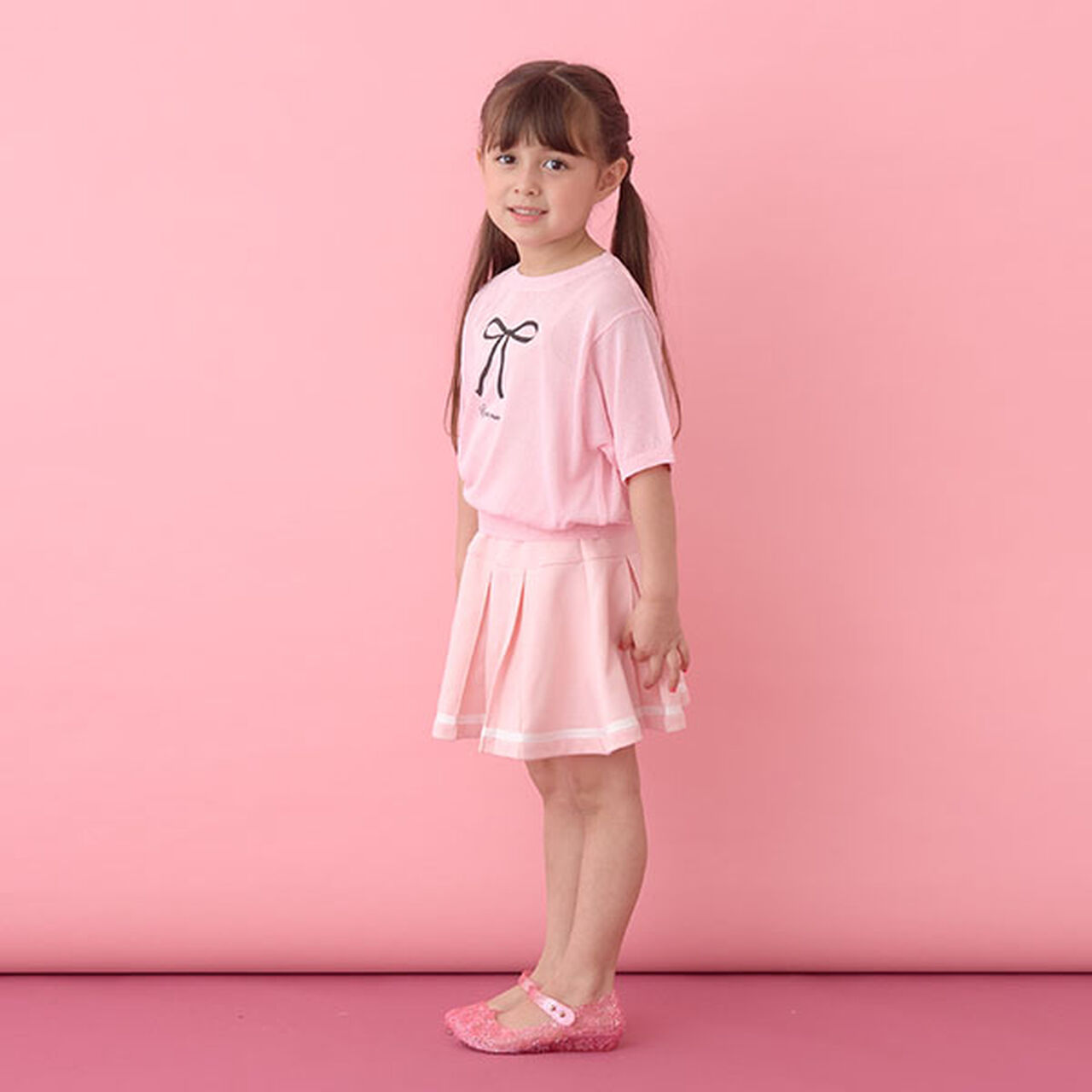 [Machine Washable] Sheer Short-Sleeve Knit Top,Black, large image number 4