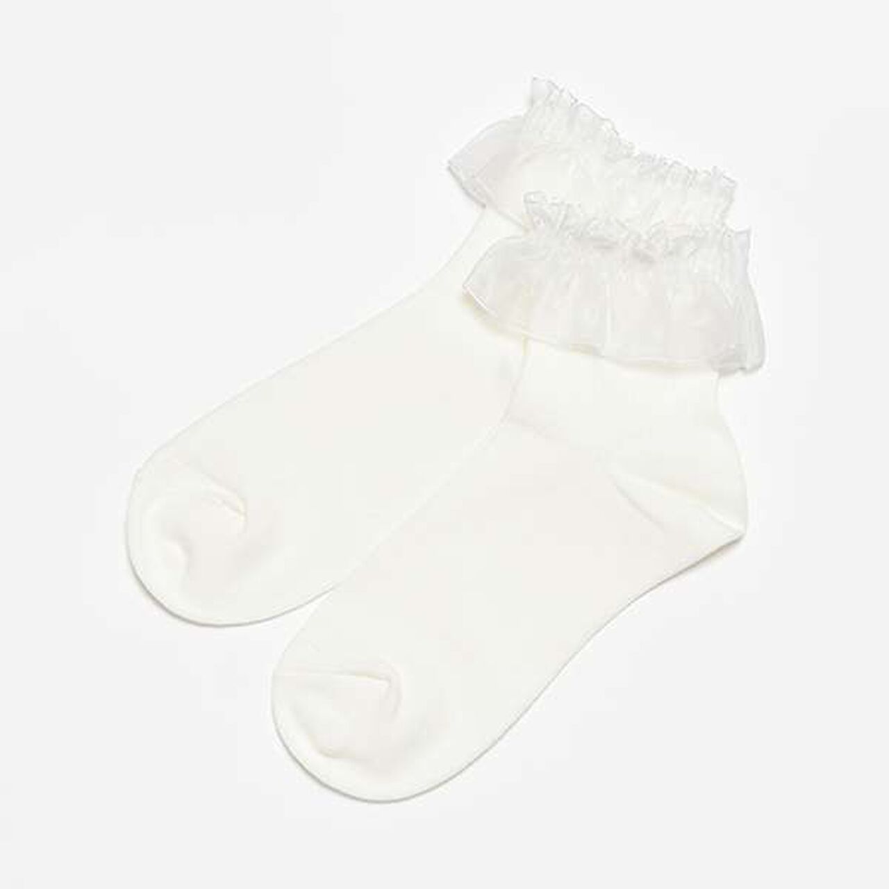 Tulle Frill Socks,Mocha tea, large image number 5