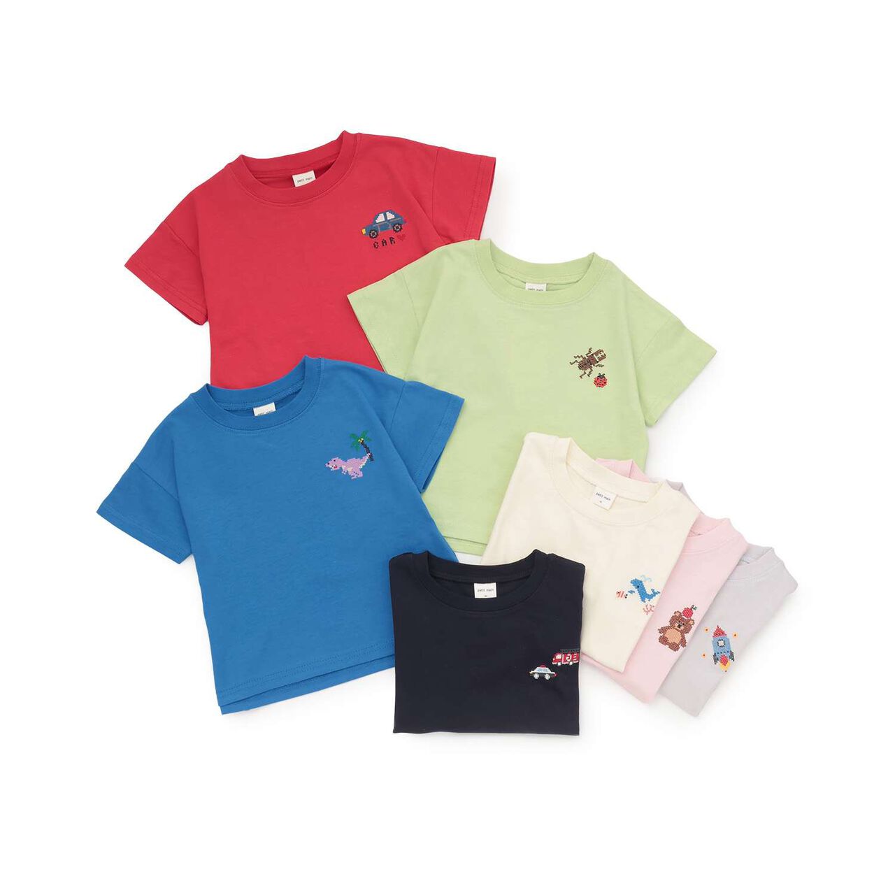[Food Stain Resistant] Embroidered Short Sleeve T-Shirt,Coral red, large image number 28