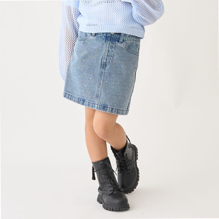 Rhinestone Denim Skirt,, medium