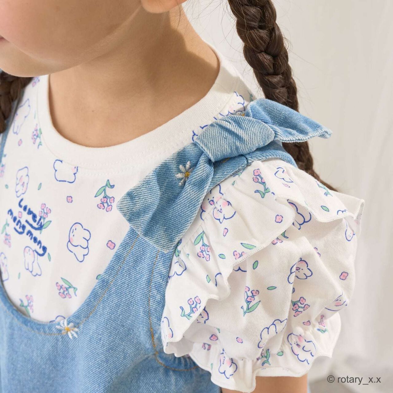 100% Cotton Lovely Monmon Quick-Dry UV Puff Sleeve All-Over Print T-Shirt,Yellow green, large image number 17