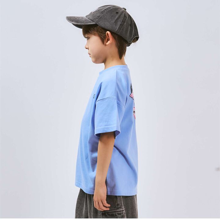 Loose Short Sleeve T-Shirt with Back Patch,Charcoal gray, medium image number 5