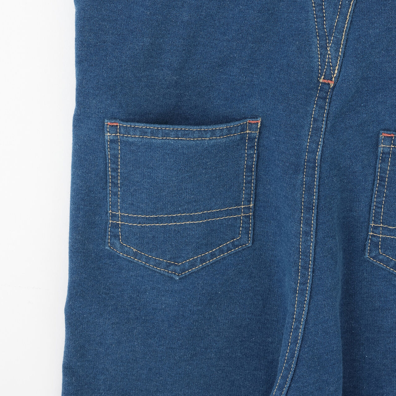 Knit Denim Overalls,Navy, large image number 8