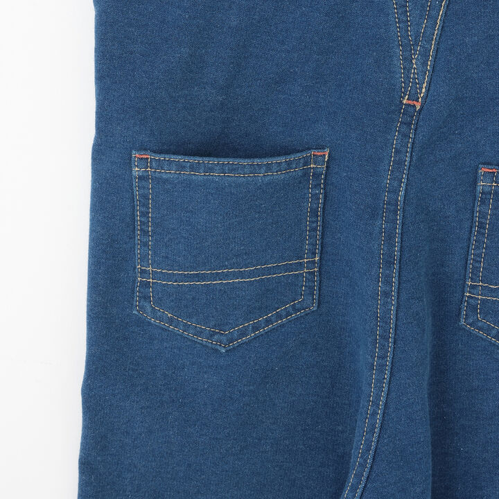 Knit Denim Overalls,Navy, medium image number 8