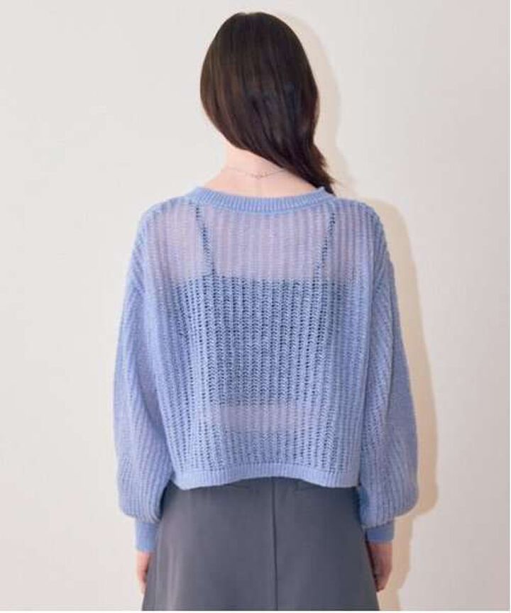 Mesh Knitwear,Charcoal gray, medium image number 7