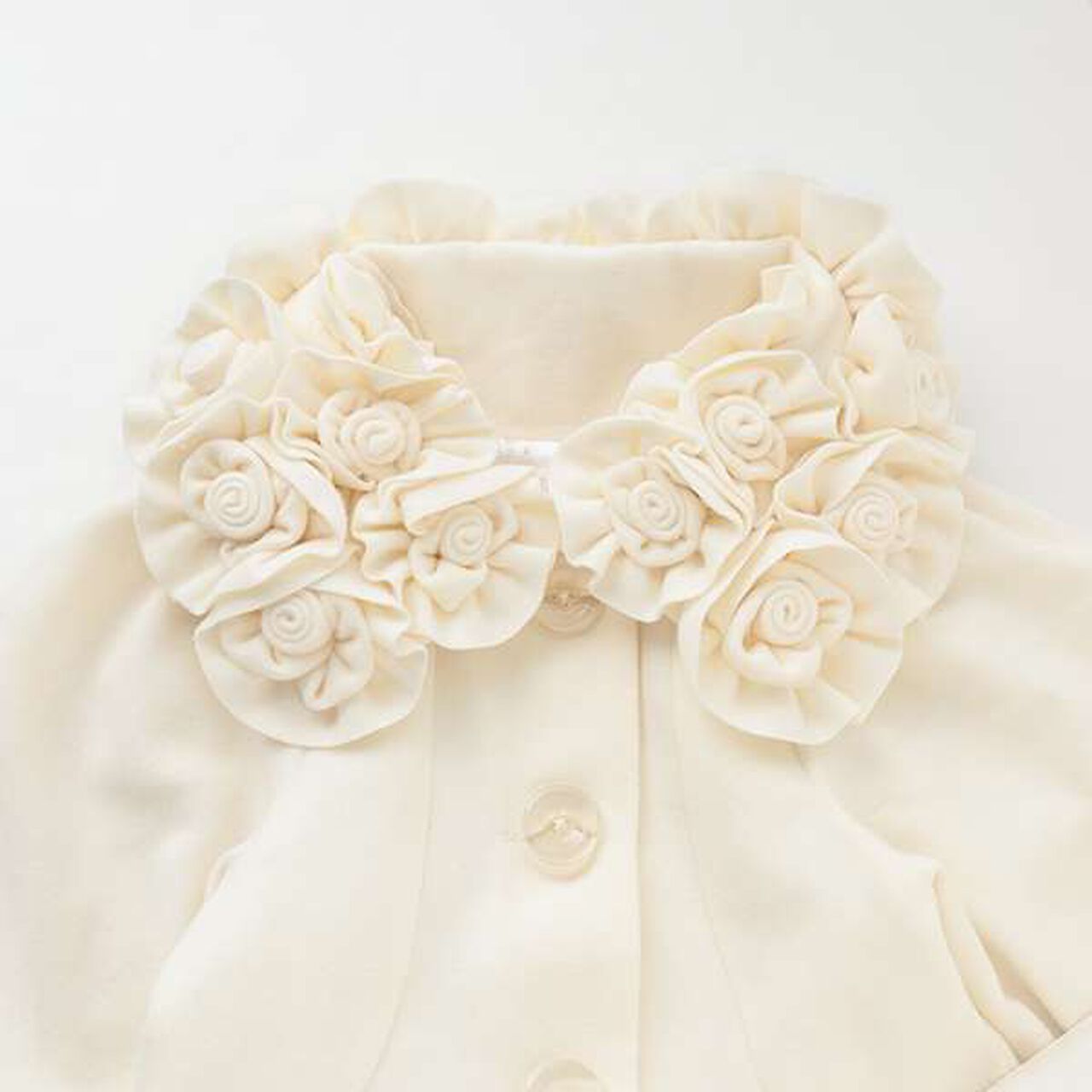 Flower Motif Balloon Coat,Off white, large image number 7