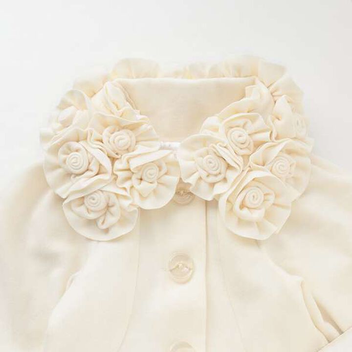 Flower Motif Balloon Coat,Off white, medium image number 7