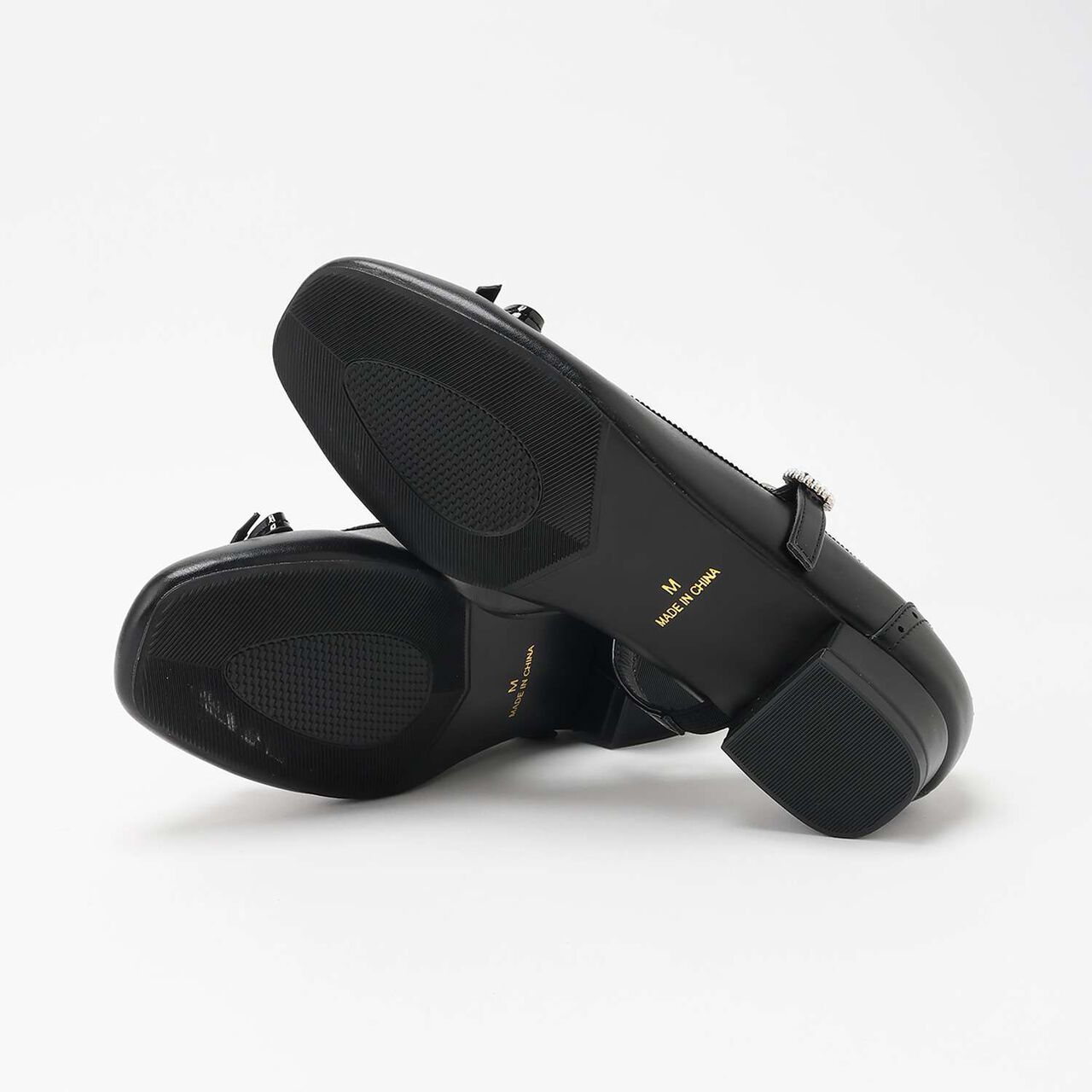 Jeweled Buckle Strap Shoes,Black, large image number 11