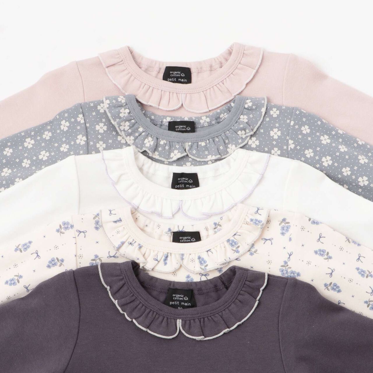 Organic Frilled Collar Long-Sleeve T-Shirt,Blue green, large image number 9